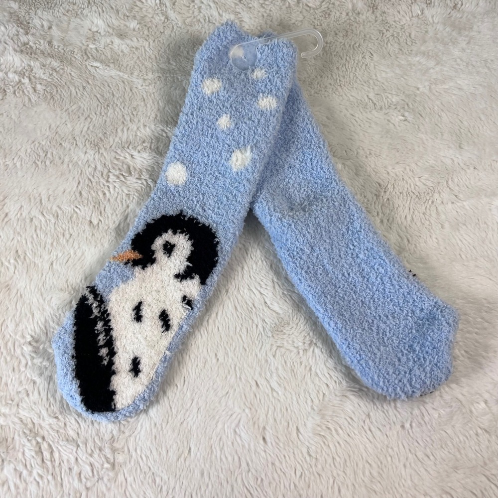 Old‎ Navy Womens Cozy Socks Blue Penguin Polka Dot One Size Fuzzy Winter New